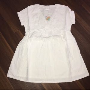 Sigrid Olsen Fully Lined Linen Blend V-Neck Crossover White Dress NWT